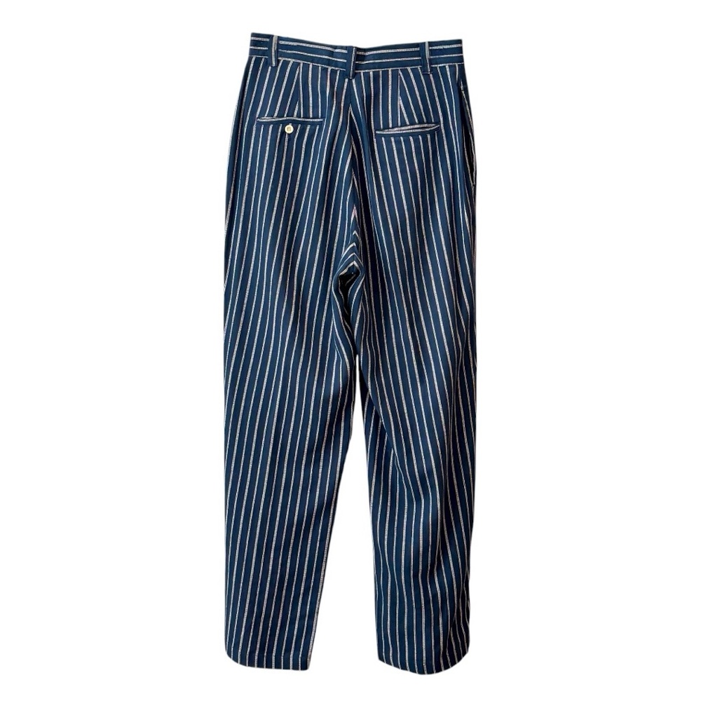Ralph Lauren Country RARE Vintage High Waist Pinstripe Pleated Trousers Navy 12 - Picture 13 of 14